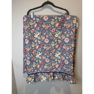 Vintage Springs Queen Flat Sheet Blue‎ Floral Ruffled